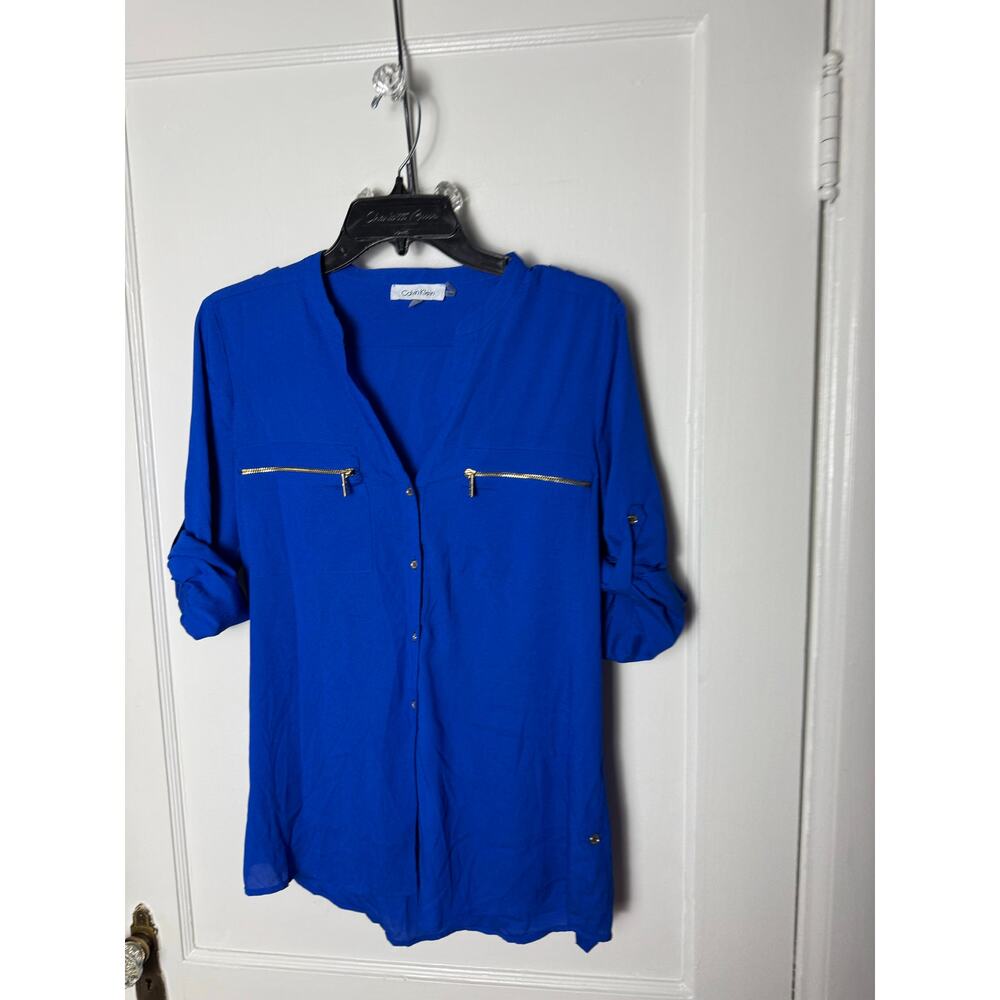 Calvin Klein Women's Blue Button-Up Top